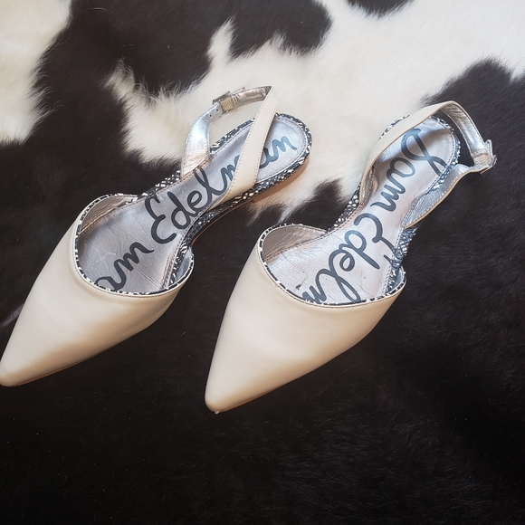 Sam Edelman Shoes - Sam Edelman Cream Pointed Toe Slingback Flats